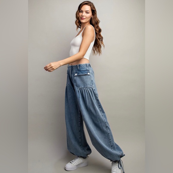 *LAST ONE* Denim Wide leg Cinch Pants - Picture 7 of 13